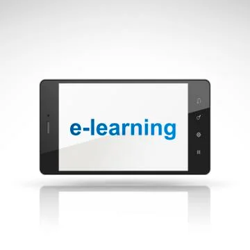 E-learning word on mobile phone Illustrazione stock