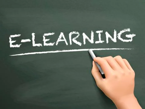 E-learning word written by hand Illustrazione stock