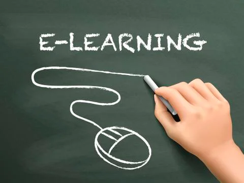 E-learning word written by hand Illustrazione stock