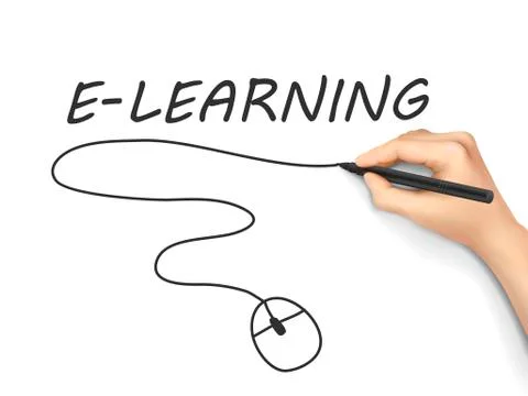 E-learning word written by hand 스톡 일러스트