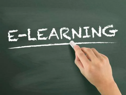 E-learning word written by hand Illustrazione stock
