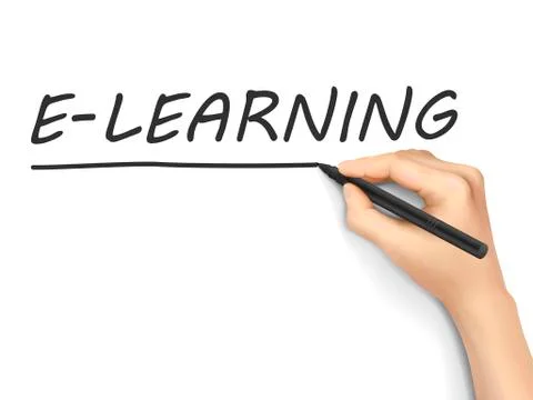E-learning word written by hand Illustrazione stock