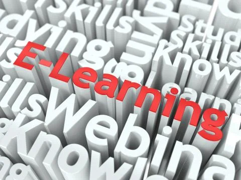 E-Learning. The Wordcloud Education Concept. 스톡 일러스트