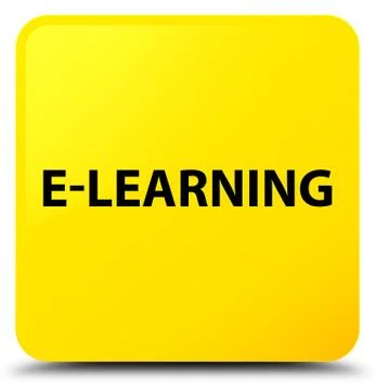 E-learning yellow square button 스톡 일러스트