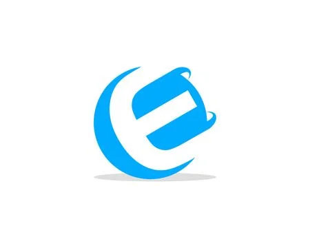 E Letter 3D Circle Negative Space Logo Design Template Stock Illustration