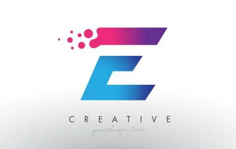 E Letter Design with Creative Dots Bubble Circles and Blue Pink Colors Stock-Illustration