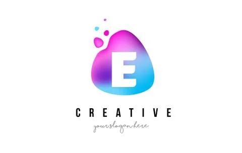 E Letter Dots Logo Design with Oval Shape. Stock-Illustration