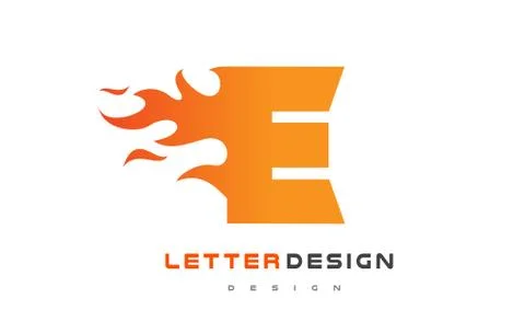 E Letter Flame Logo Design. Fire Logo Lettering Concept. Stock Illustration