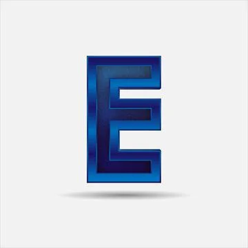 E letter with glitter rendering effect, blue color design, vector illustration 스톡 일러스트