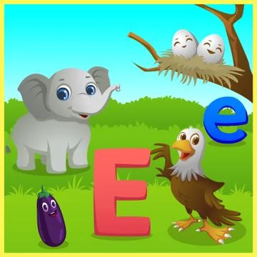 E letter for kids learning Stock Illustration
