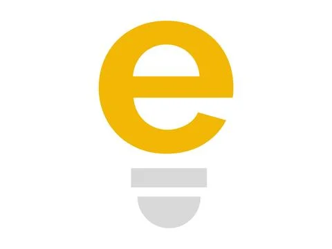 E Letter Light Bulb Icon, Minimalist Creative Concept for Innovation and Idea Stock Illustration