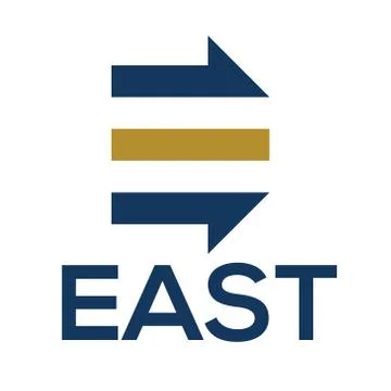 E letter logo with arrow direction Stock Illustration