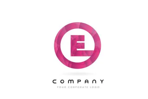 E Letter Logo Design with Circular Purple Pattern. Stock Illustration