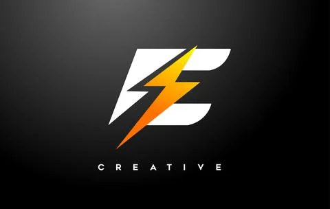 E letter Logo Design With thunderbold sign icon Vector. Thunder Letter Creati Illustrazione stock