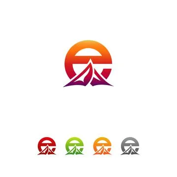 E letter mountain logo design, e logo design Stock Illustration