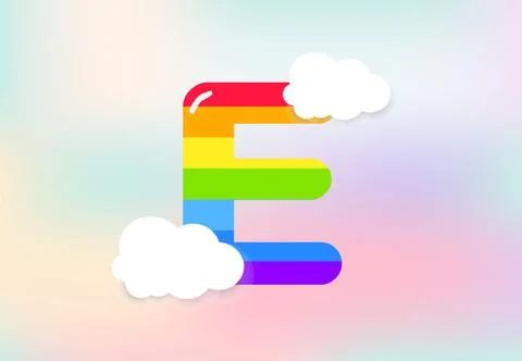 E Letter Rainbow patterns design, abstract rainbow letter for kids, love, f.. Stock Illustration