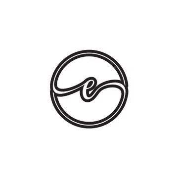 E letter script circle logo design vector Stock Illustration