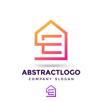 E letter unique logo Design modern Icon simple monogram for real estate home Stock Illustration