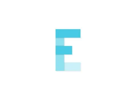 E letter, vector logo, paper cut desing font made of blue color tones .Isolat Illustrazione stock