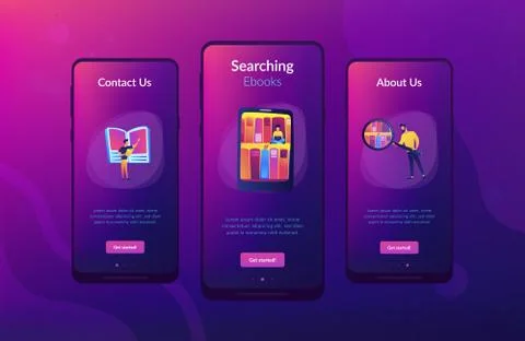 E-library app interface template. Stock Illustration