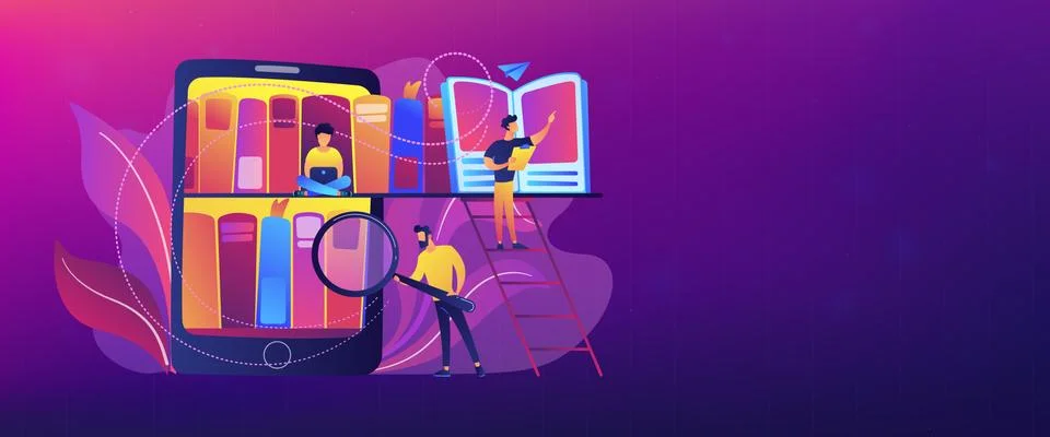 E-library header or footer banner. Illustrazione stock