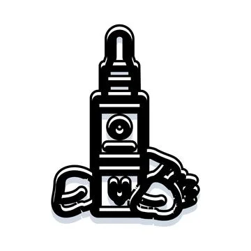 E liquid dropper bottle with vapor clouds illustration イラスト素材