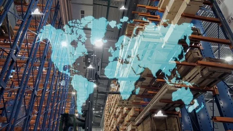 E-Logistics international delivery concept, World map with logistic network Stock Footage 120870989
