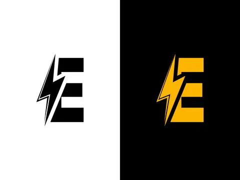 E logo energy vector for identity company. initial letter volt logo template Stock Illustration