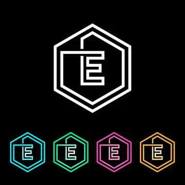 E logo hexagone letter e creative logo Stock Illustration
