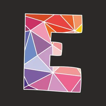 E low poly alphabet vector letter isolated on black background Stock Illustration