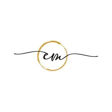 E M Initial Script Letter Beauty Logo Template Stock Illustration