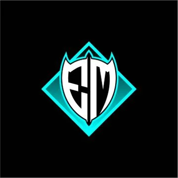 E M letter shield with square protection logo as a sweetener Stock Illustration