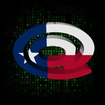 E-mail address at symbol with texan flag on hex illustration Illustrazione stock