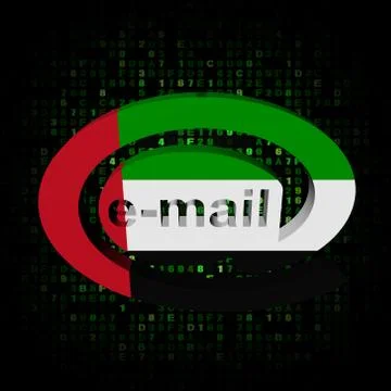 E-mail address at symbol with uae flag on hex illustration Illustrazione stock