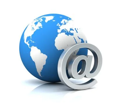 E mail and globe concept 3d illustration Stock Illustration
