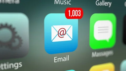 E-mail App Icon with Incoming E-mail Counter on Smart Phone Screen Stock Footage 114549273