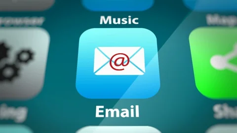 E-mail App Icon with Incoming E-mail Counter on Smart Phone Screen Stock Footage 116423729