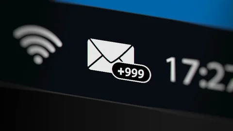 E-mail App Icon with Incoming E-mail Counter on Laptop Screen Stock Footage 116809988