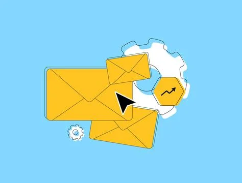 E-mail automation system with AI tools for scheduling, personalized campaigns Stock Illustration