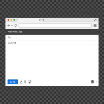 E-mail blank. Interface Email. Template popular browser with blank mail for m Stock Illustration
