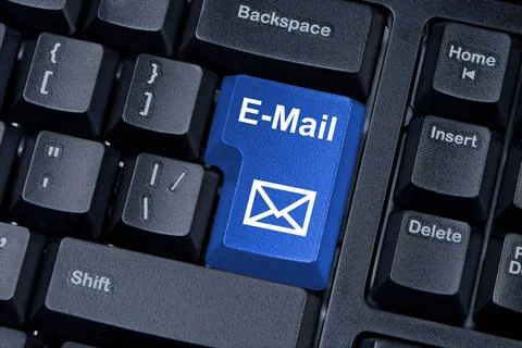 E-mail button computer keyboard with envelope icon. E-mail button computer... Stock Photos