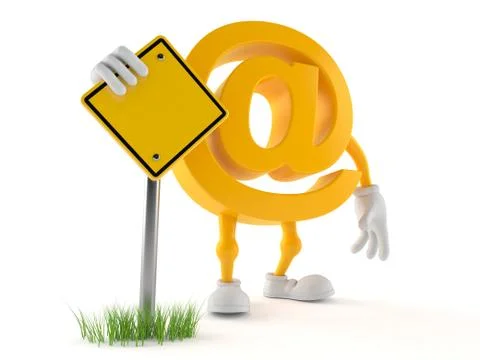 E-mail character with blank road sign Stockillustratie
