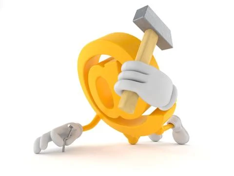 E-mail character with hammer Ilustración de archivo