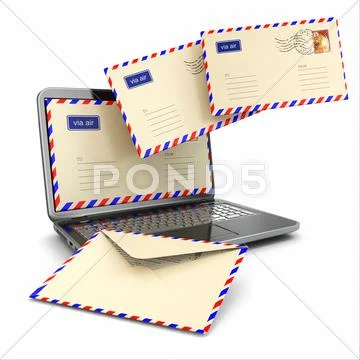 E-mail concept. laptop and letters Stock Illustration