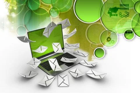 E-mail concept. Modern Laptop and envelope Stock Illustration