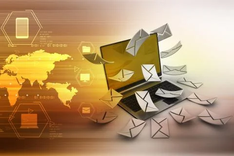 E-mail concept. Modern Laptop and envelope Stock Illustration