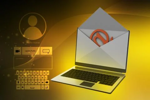 E-mail concept. Modern Laptop and envelope Stock Illustration