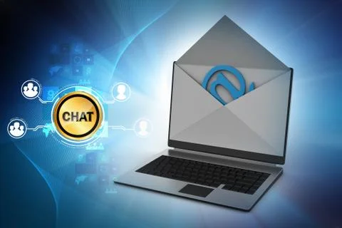 E-mail concept. Modern Laptop and envelope Stock Illustration