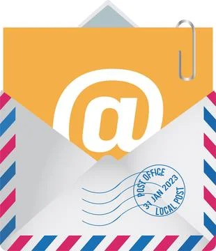 E-mail concept with open blank mail envelope. Stock Illustration