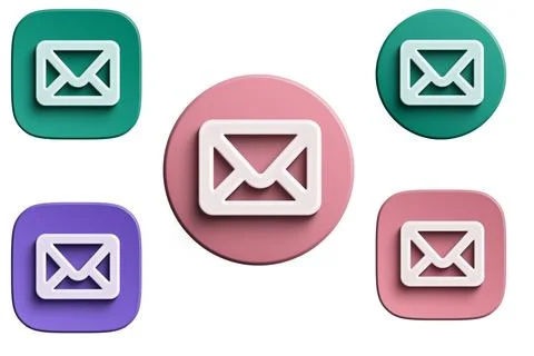 E-mail envelope icon button symbol in various colors. Stock Illustration